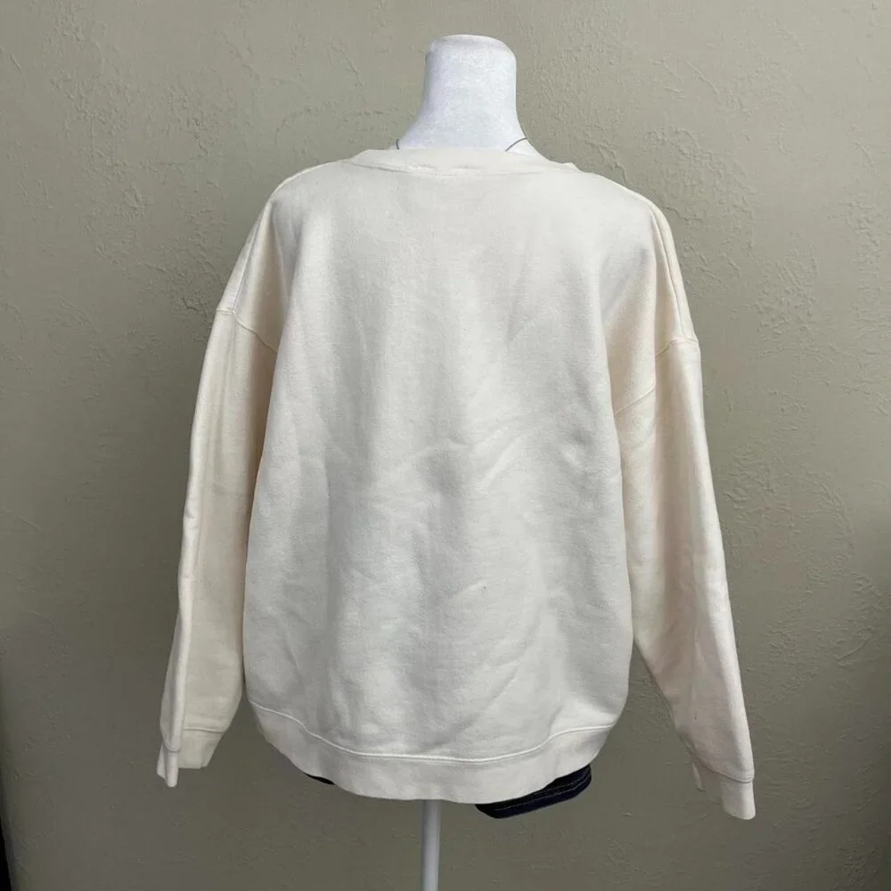 vintage 90s cream cozy cottagecore coquette embroidered logo sweatshirt - Picture 4 of 8